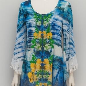 Hushkaby Sierra Rose Boho Floral Artesian Blouse Size XL